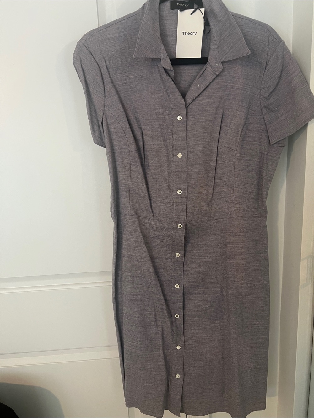 Theory button up lavender Melange sharkskin dress-size 10 NWT